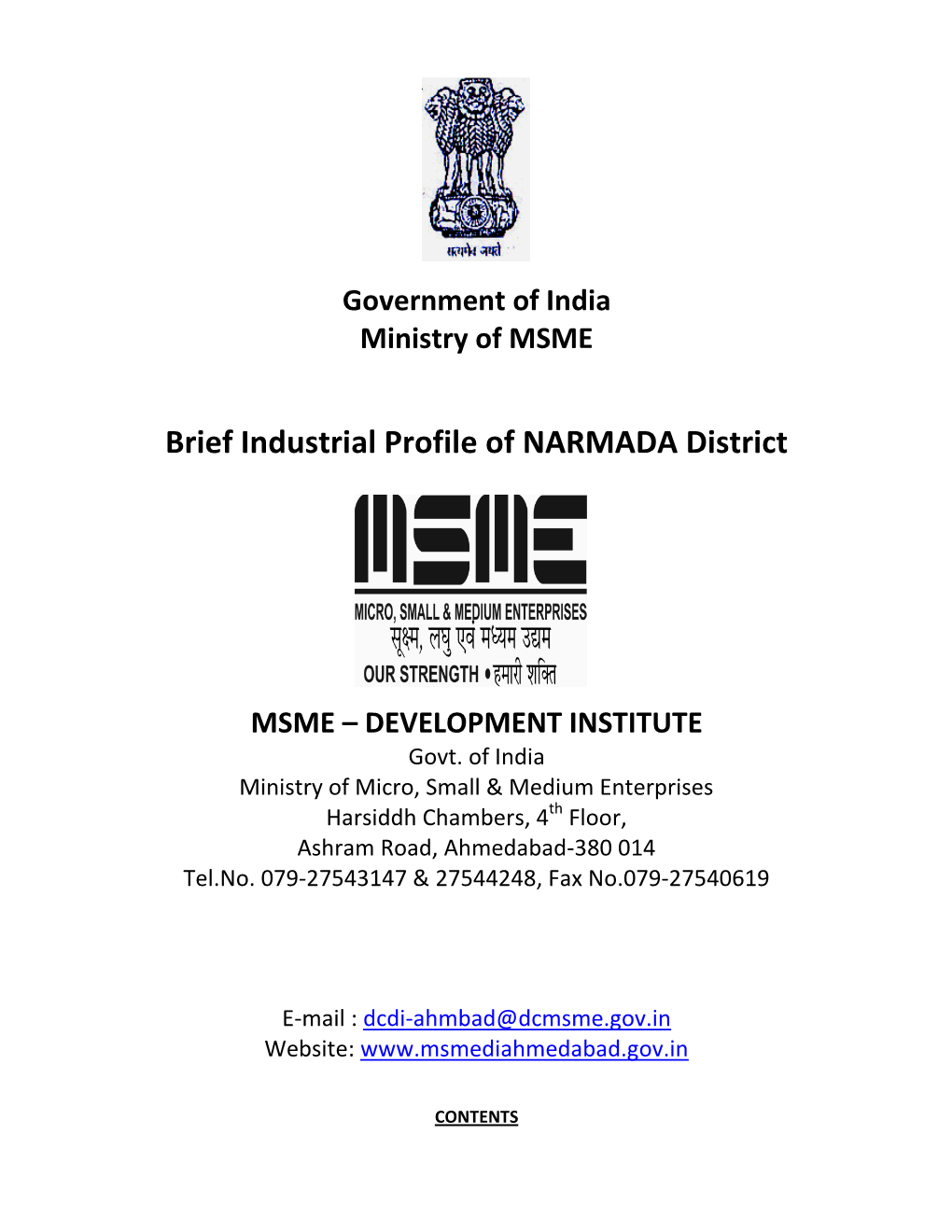 Brief Industrial Profile of NARMADA District