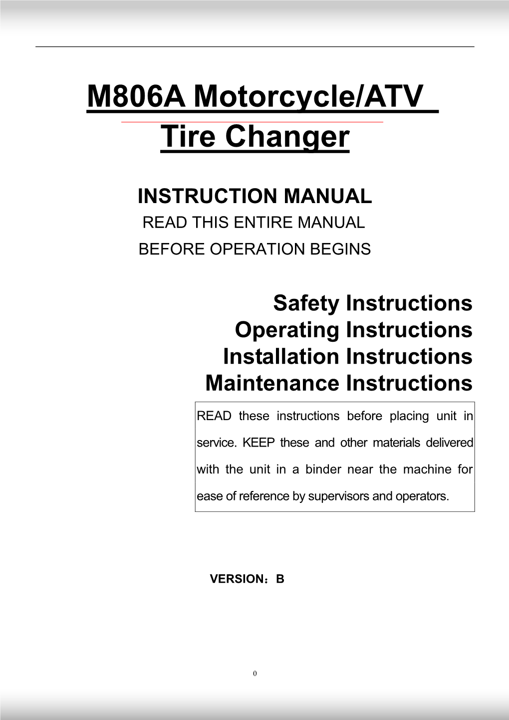 M806A Motorcycle/ATV Tire Changer