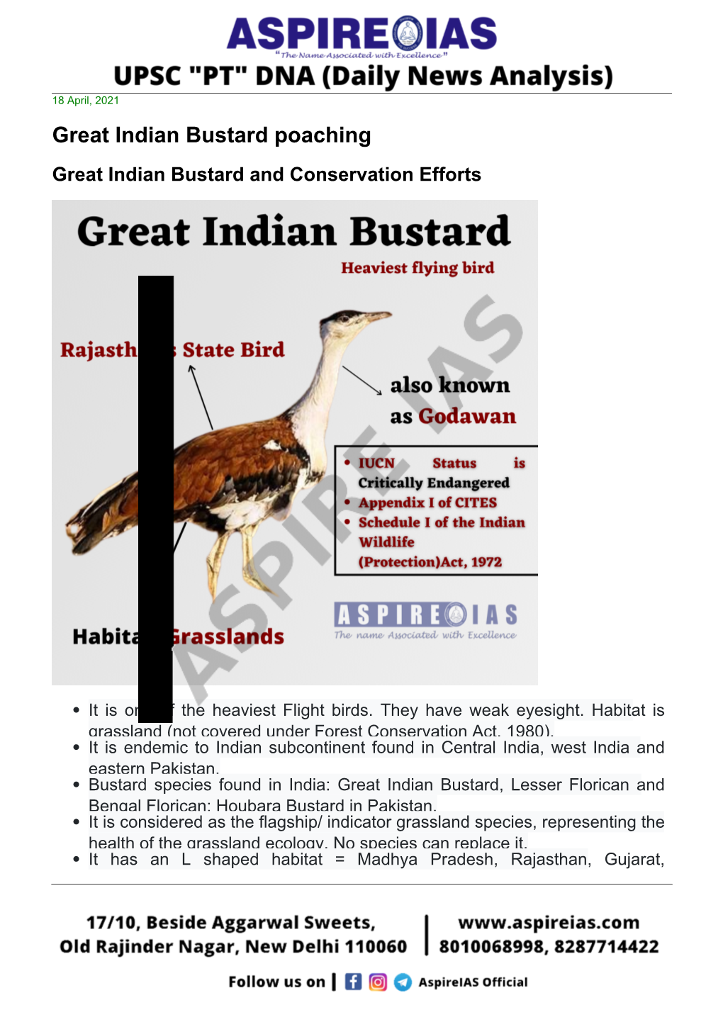 Great Indian Bustard Poaching Great Indian Bustard and Conservation Efforts