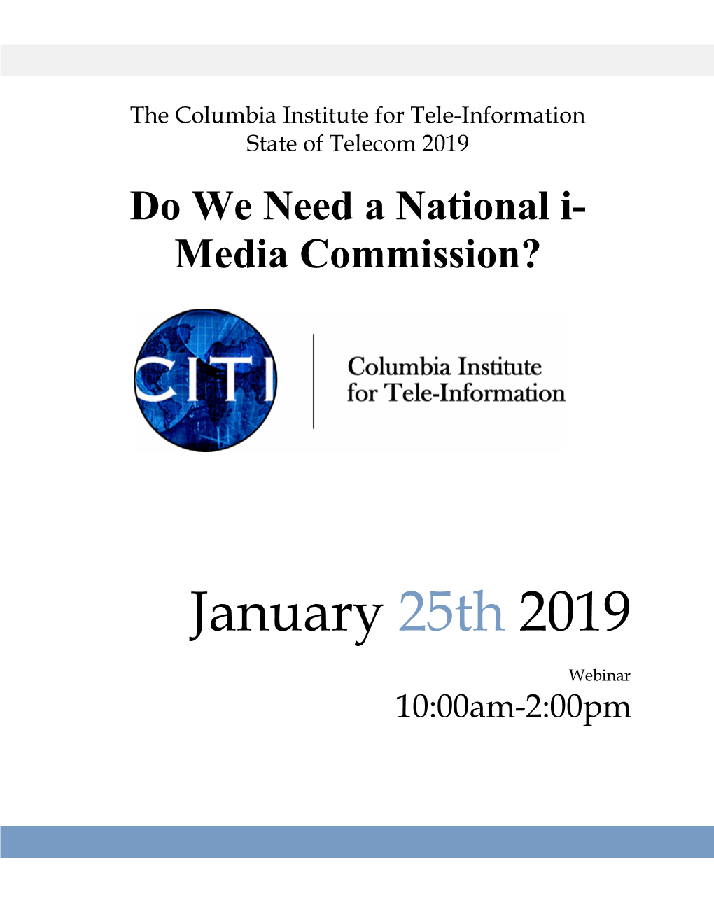 CITI State of Telecom 2019 Bio Booklet January 25 2019