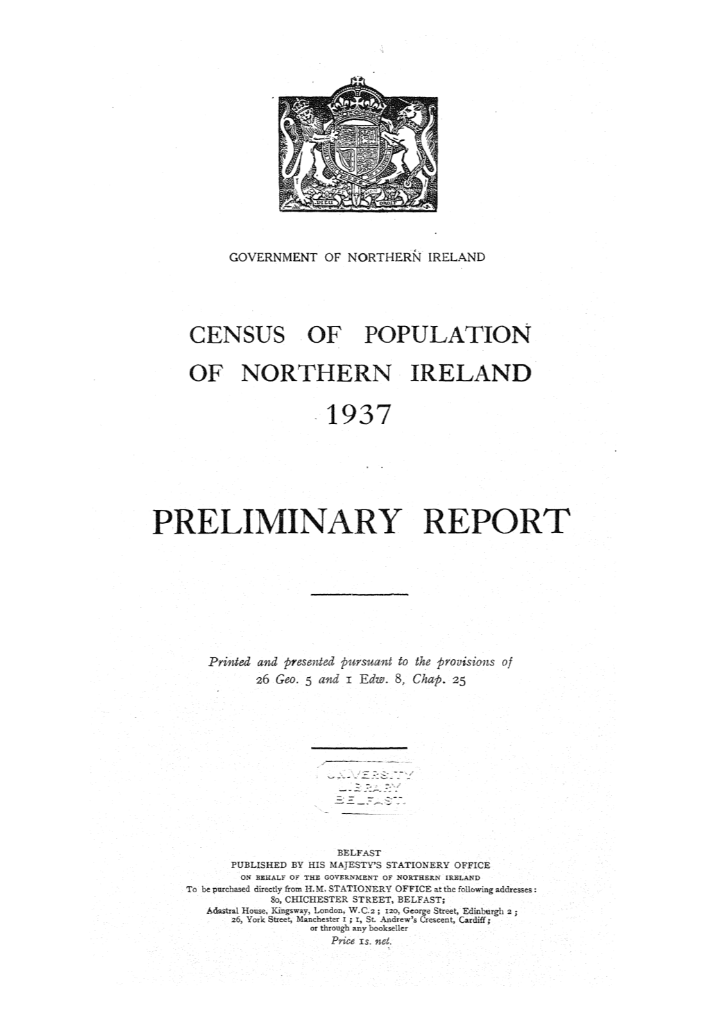 1937 Census Preliminary Report