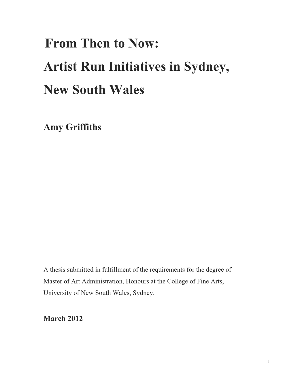 Artist Run Initiatives in Sydney, New South Wales