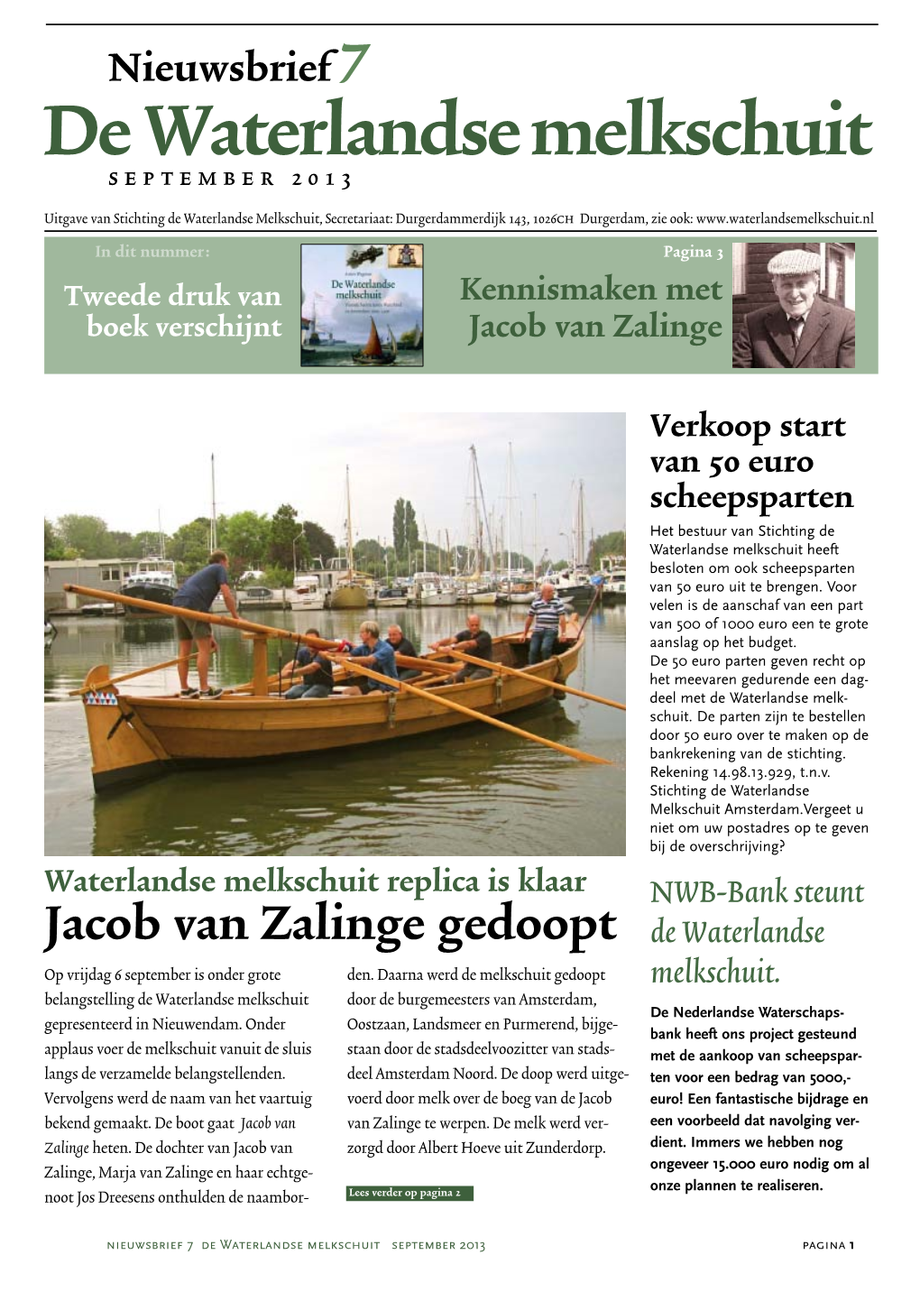 Nieuwsbrief 7 De Waterlandse Melkschuit September 2013