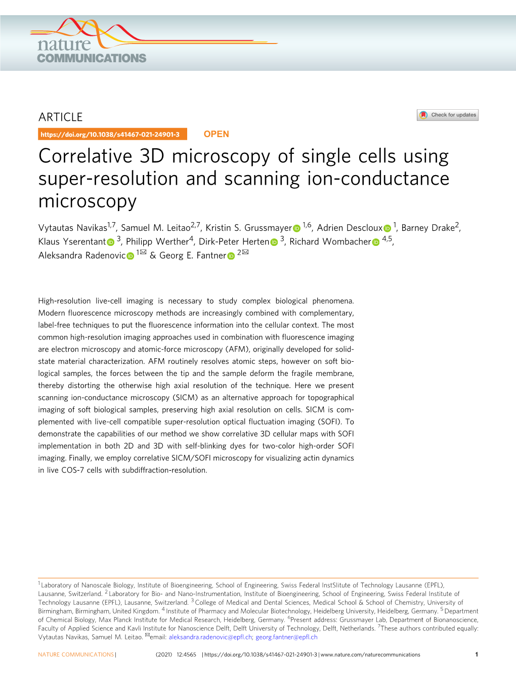 Correlative 3D Microscopy of Single Cells Using Super-Resolution and Scanning Ion-Conductance Microscopy