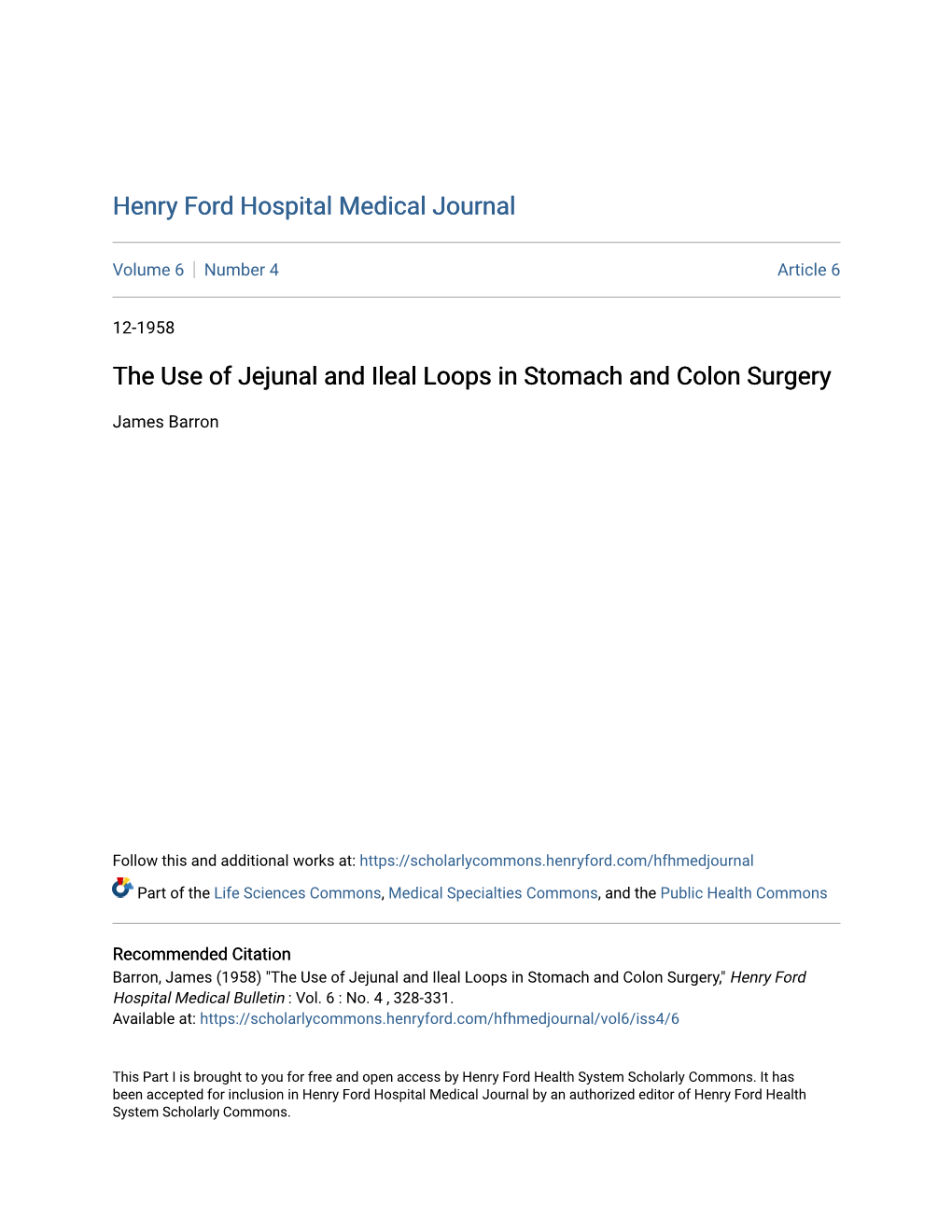 The Use of Jejunal and Ileal Loops in Stomach and Colon Surgery