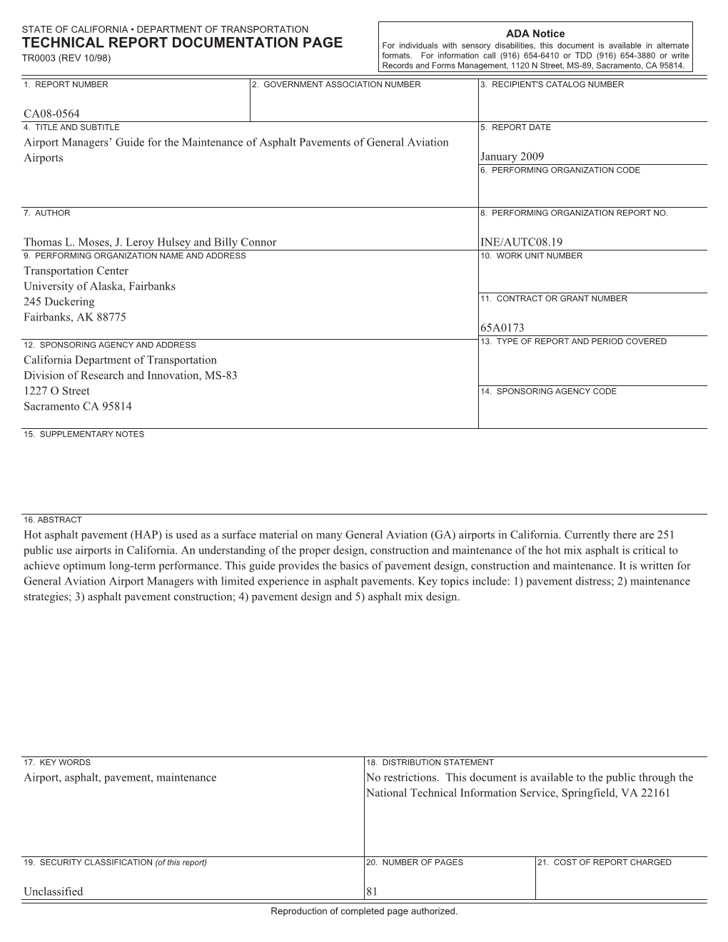 Airport Manager's Guide for the Maintenance of Asphalt Pavements of General Aviation Airports