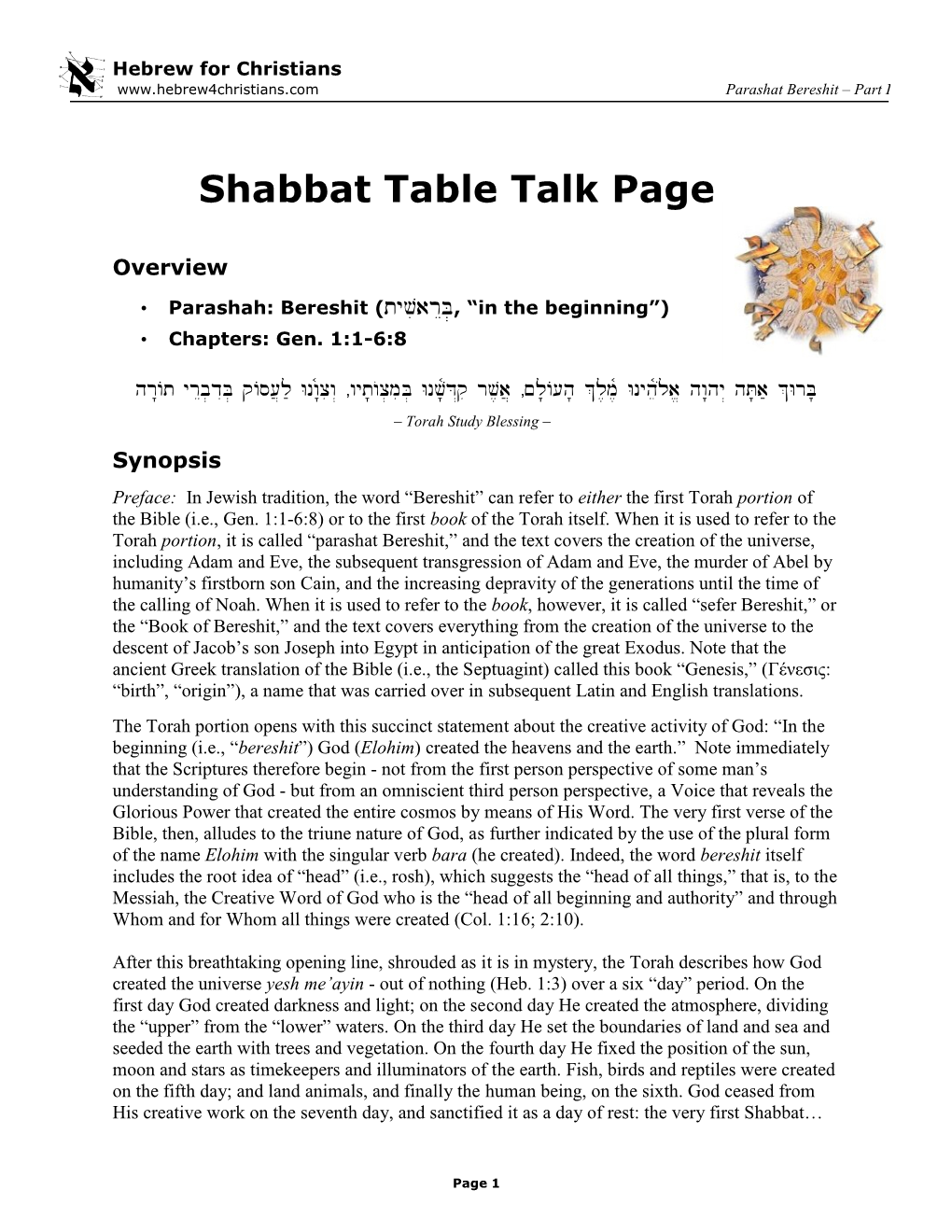 Shabbat Table Talk Page