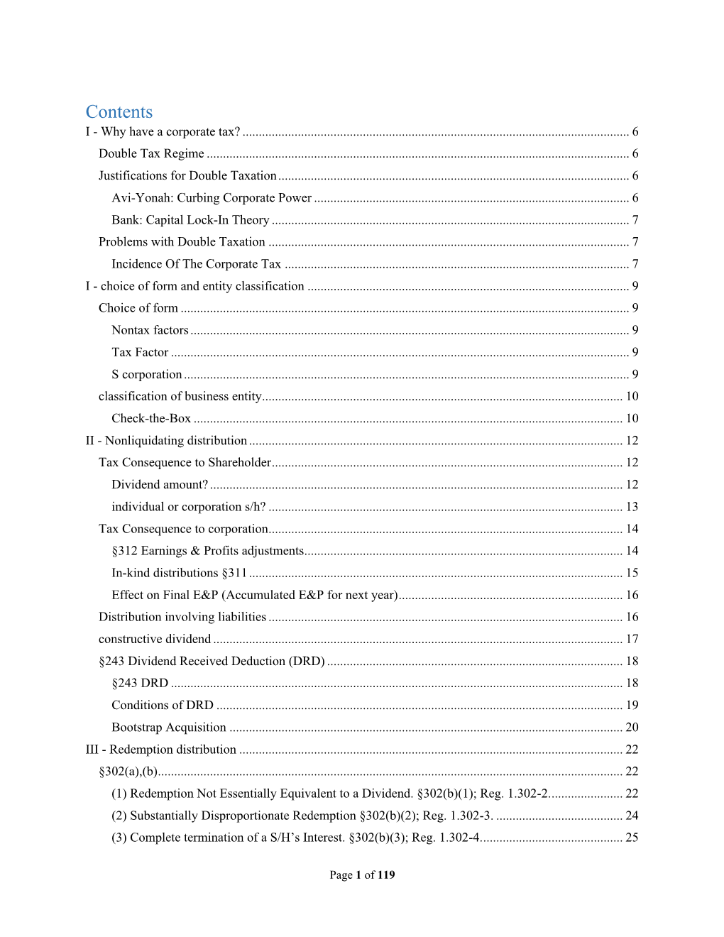 Contents I - Why Have a Corporate Tax?