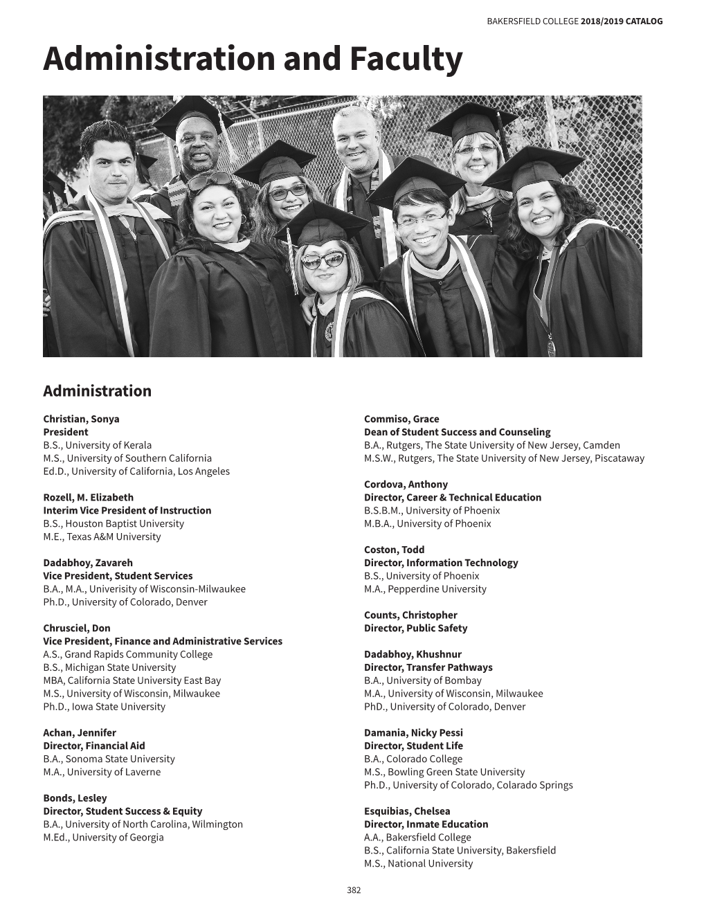 Administration and Faculty | Bakersfield College Catalog 2018-2019