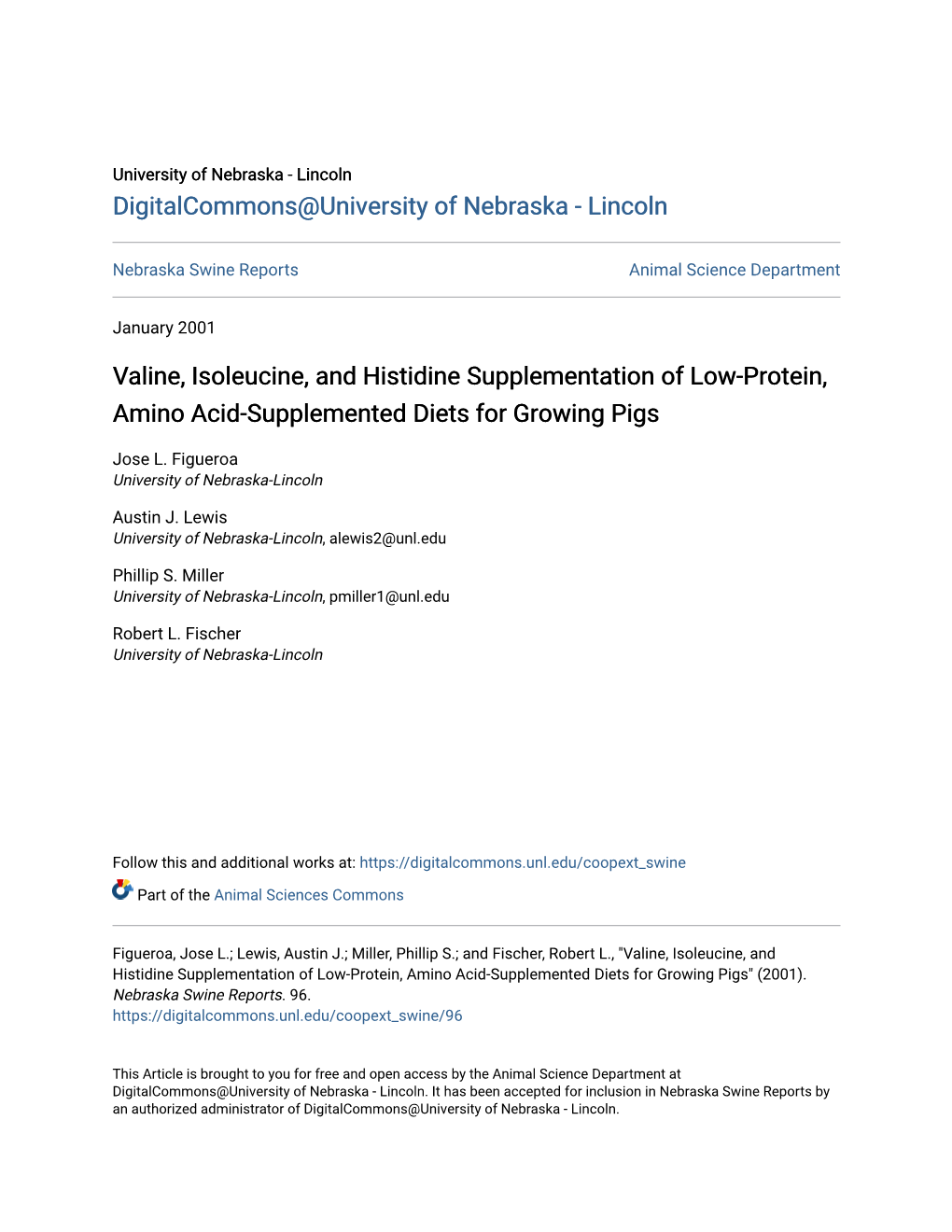 Valine, Isoleucine, and Histidine Supplementation of Low-Protein, Amino Acid-Supplemented Diets for Growing Pigs