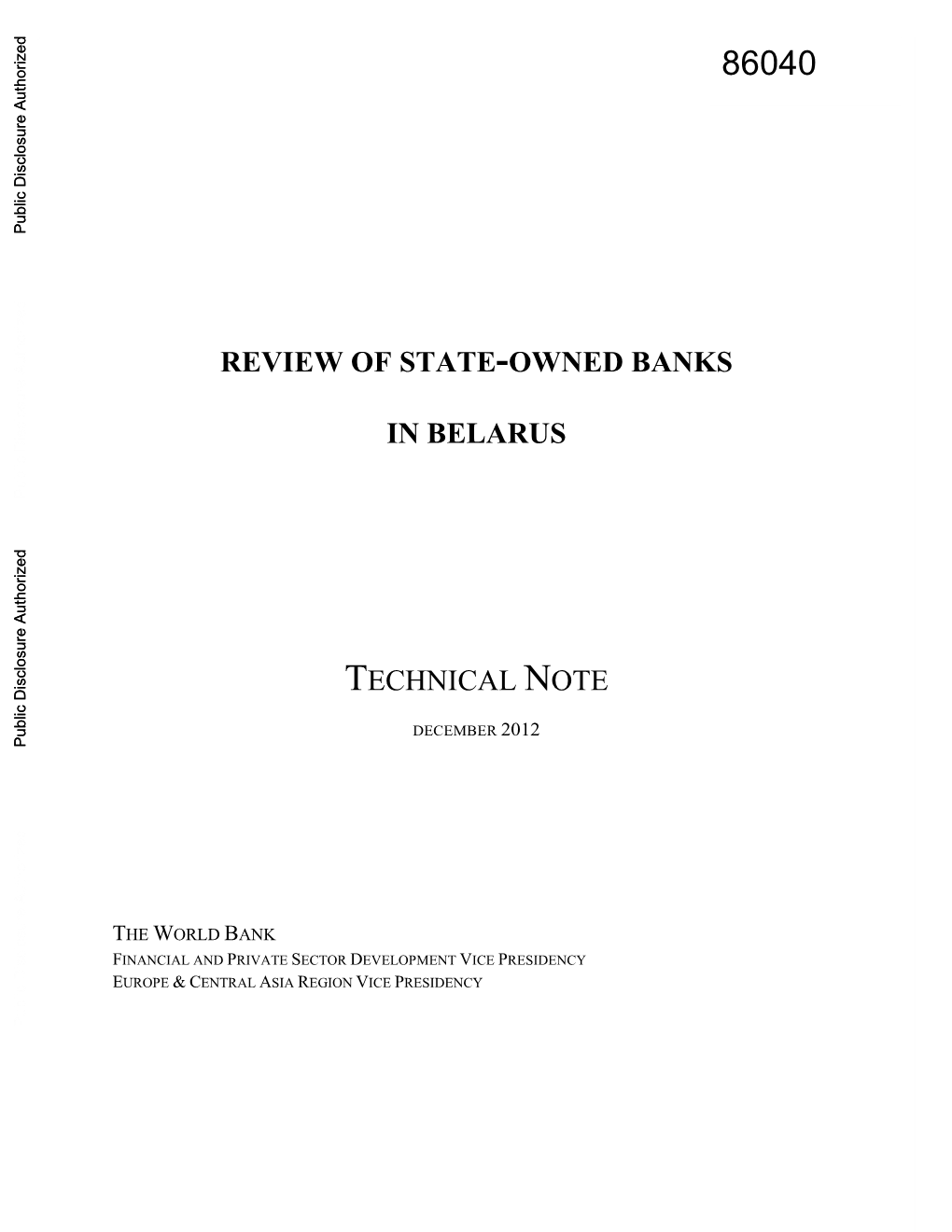 Review of State-Owned Banks in Belarus