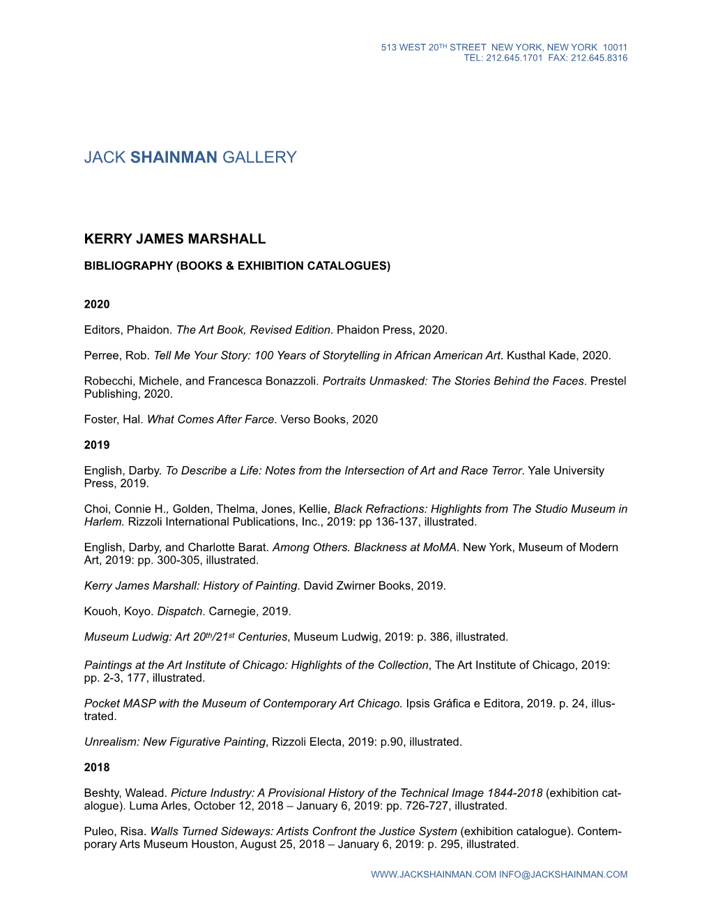 Marshall, Kerry James Bibliography