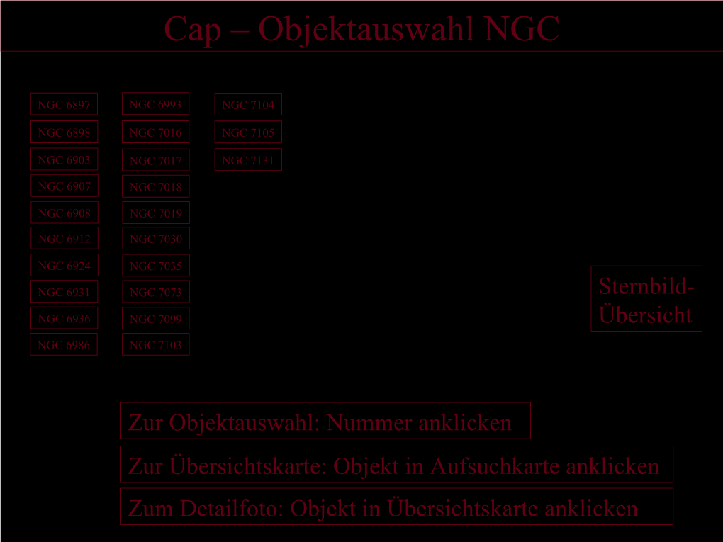 Cap – Objektauswahl NGC