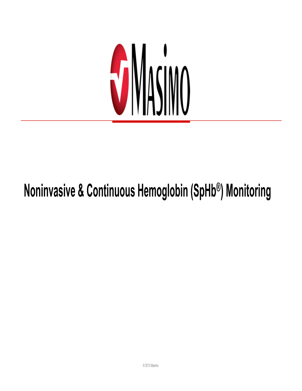 Masimo Noninvasive Hemoglobin Monitoring