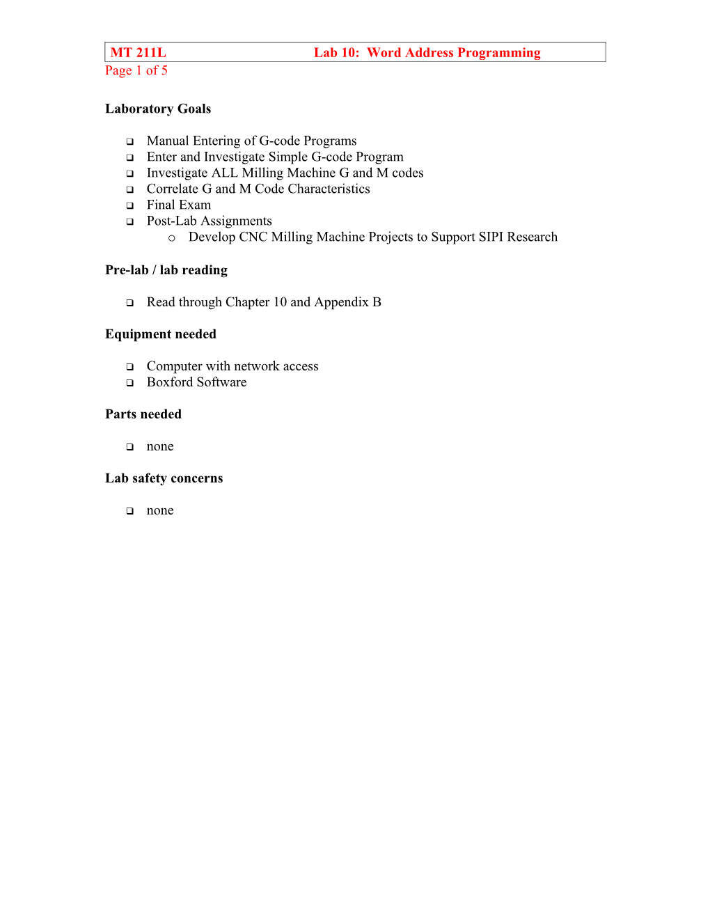 MT 211L Lab 10: Word Address Programming