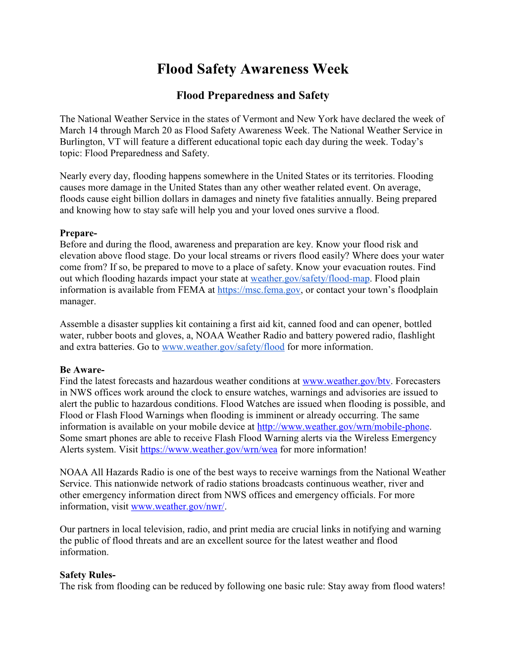 Flood Safety Awareness Week