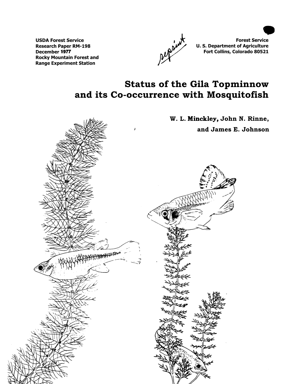 Status of the Gila Topminnow and Its Co-Occurrence with Mosquitofish