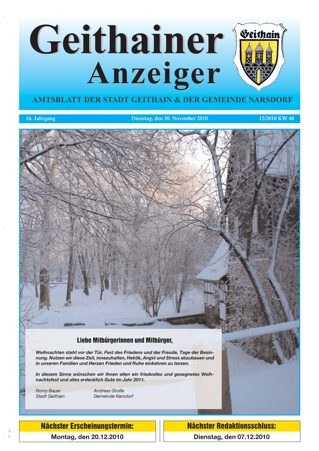 Amtsblatt Der Stadt Geithain Und Der Gemeinde Narsdorf 12/10