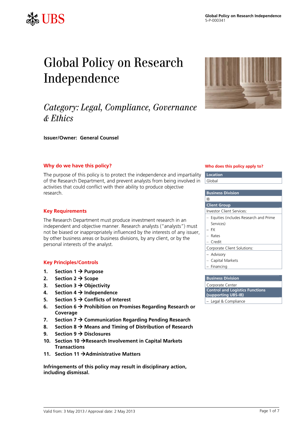 Global Policy on Research Independence 5-P-000341 
