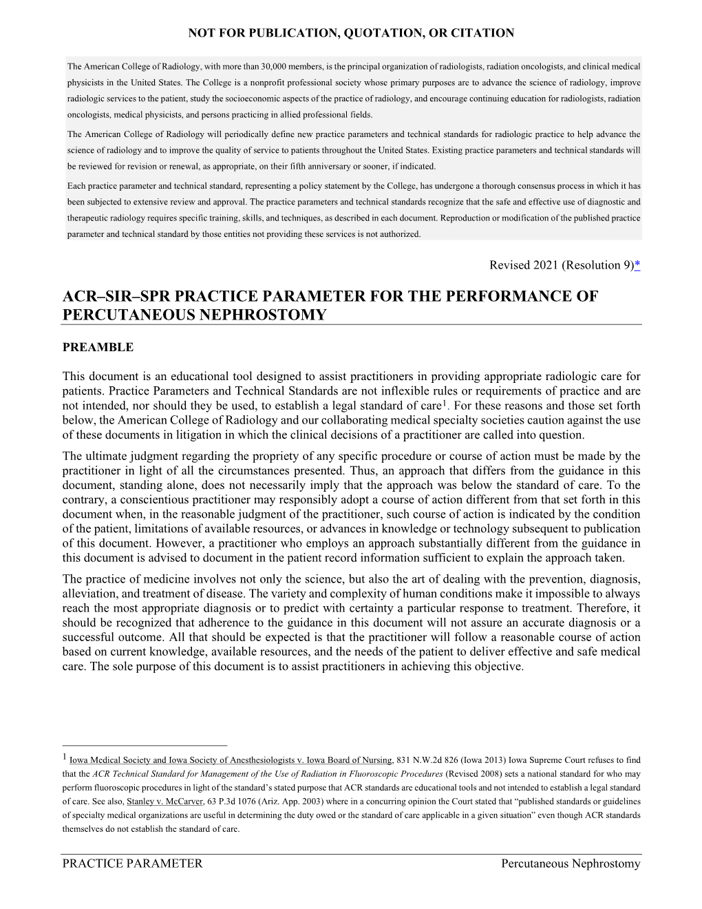 Acr–Sir–Spr Practice Parameter for the Performance of Percutaneous Nephrostomy