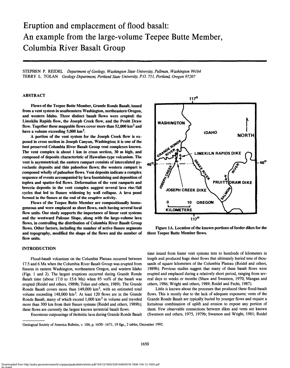 Eruption and Emplacement of Flood Basalt: an Example from the Large-Volume Teepee Butte Member, Columbia River Basalt Group