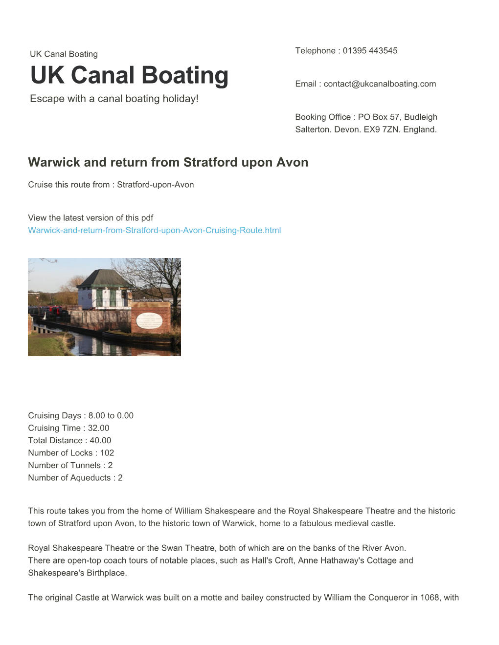 Warwick and Return from Stratford Upon Avon | UK Canal Boating