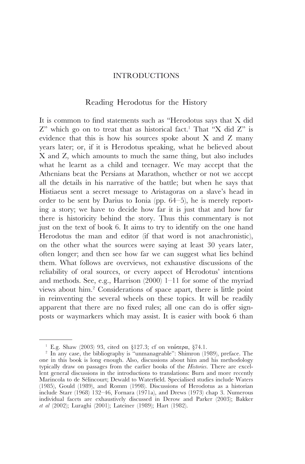 Reading Herodotus for the History