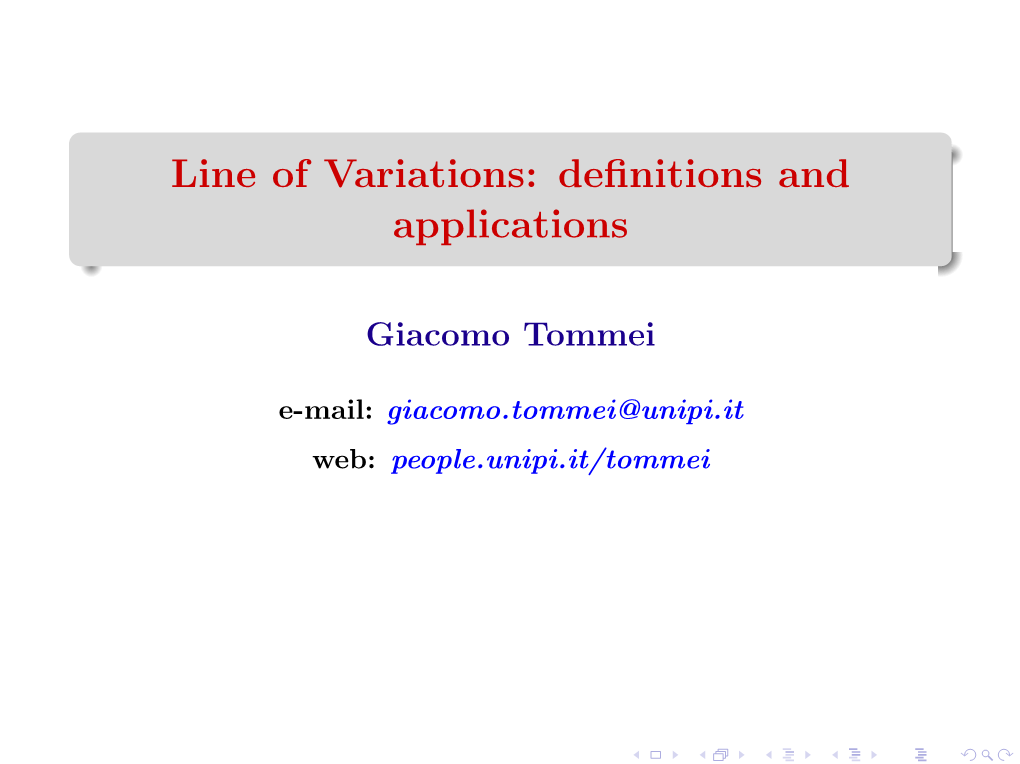 Line of Variations: Definitions and Applications