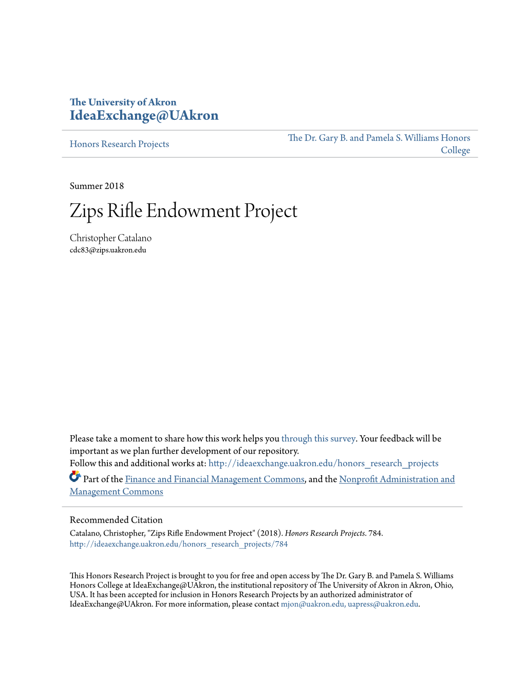 Zips Rifle Endowment Project