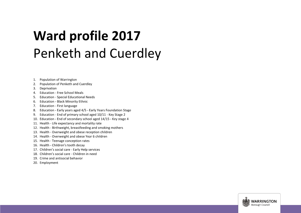 Ward Profile 2017 Penketh and Cuerdley