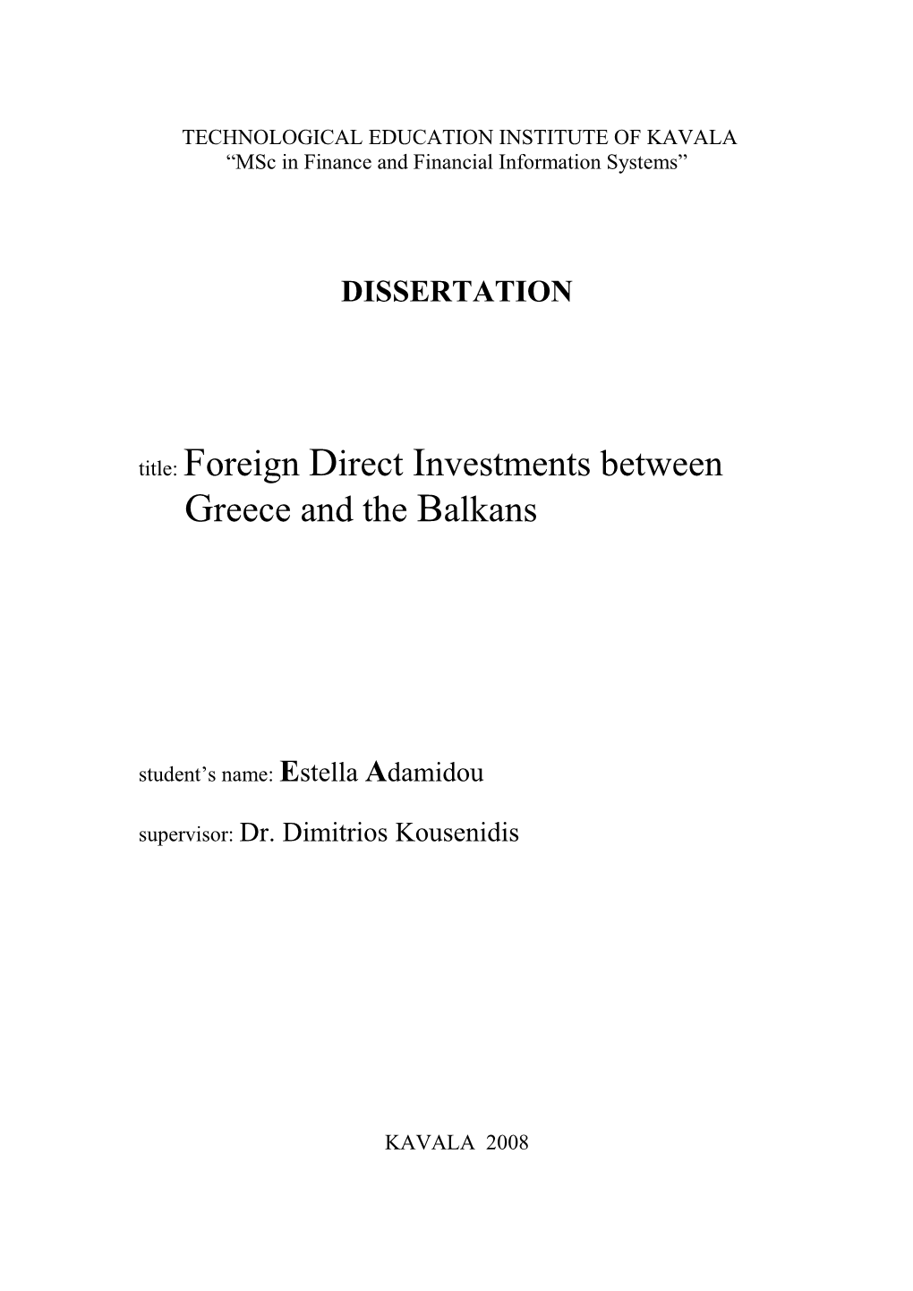 Chapter 1 –The Social, Political and Economical Situation of the Balkan Countries
