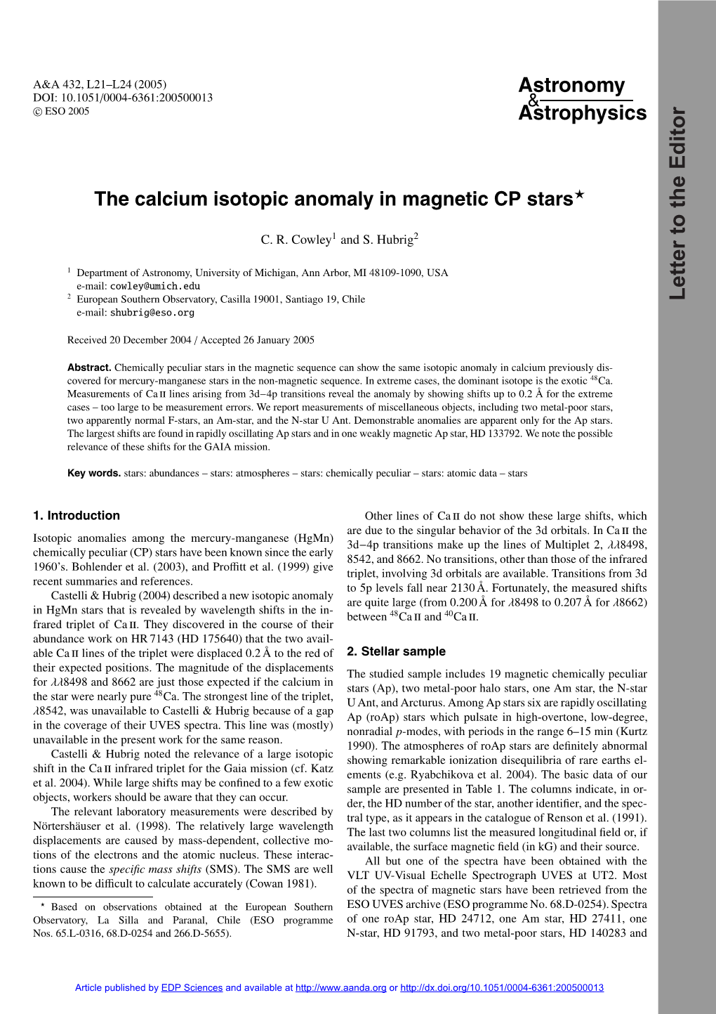 The Calcium Isotopic Anomaly in Magnetic CP Stars The