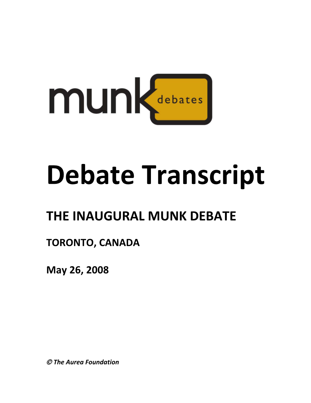 Munk Debate Transcript