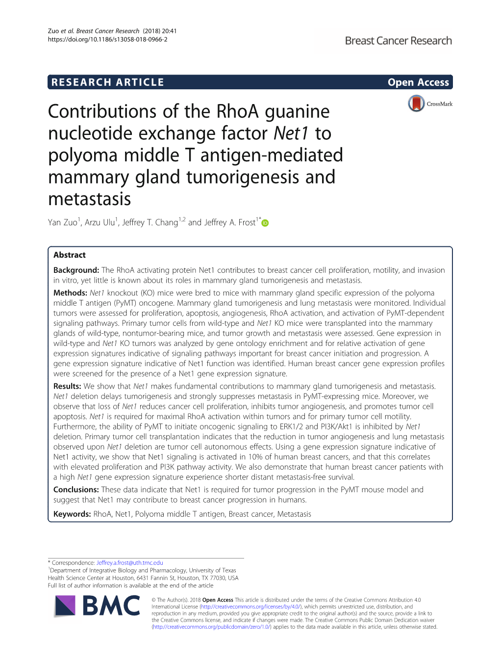 Contributions of the Rhoa Guanine Nucleotide Exchange Factor Net1