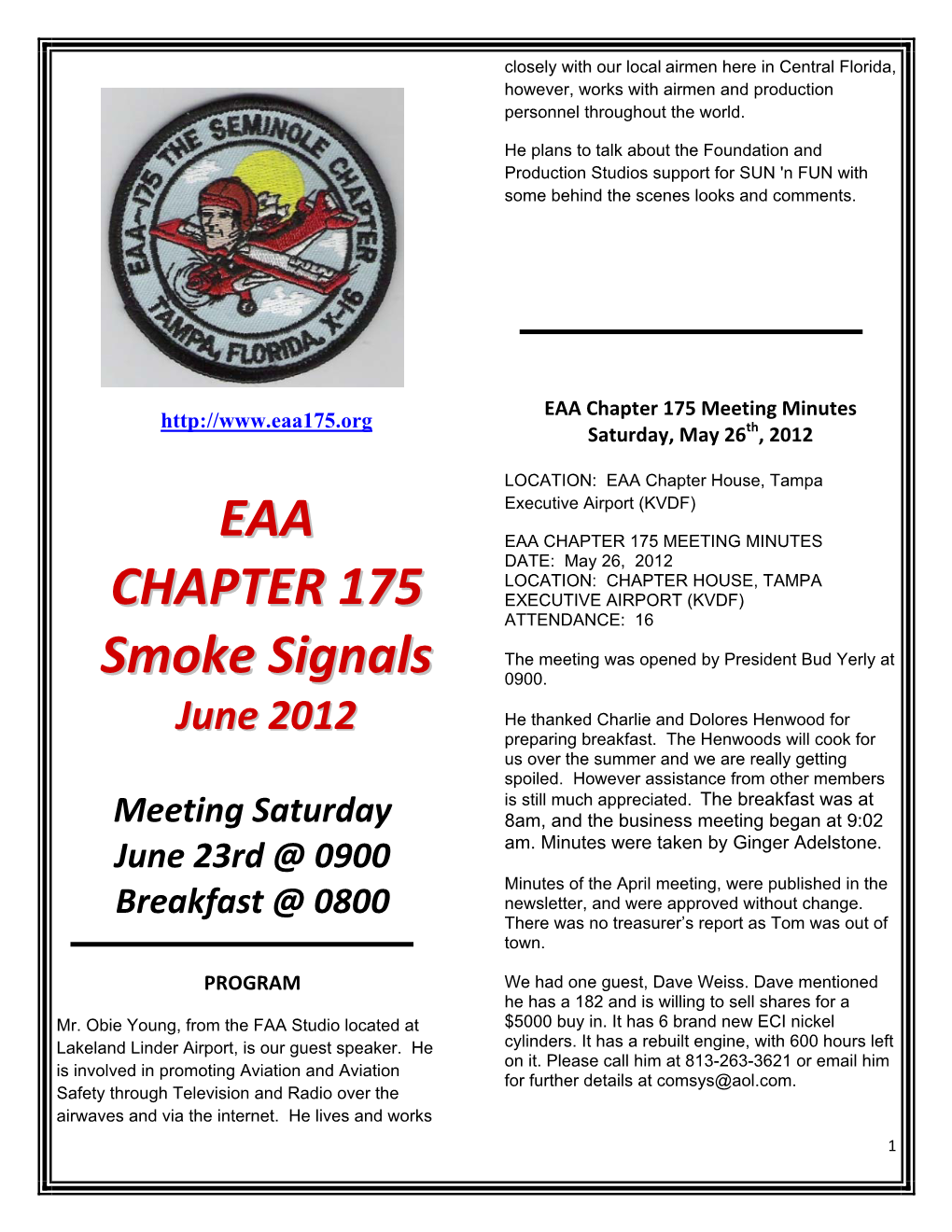 EAA CHAPTER 175 Smoke Signals