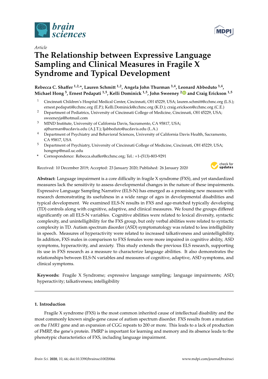 The Relationship Between Expressive Language Sampling and Clinical Measures in Fragile X Syndrome and Typical Development