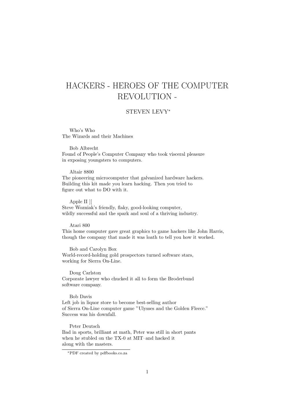 Hackers - Heroes of the Computer Revolution