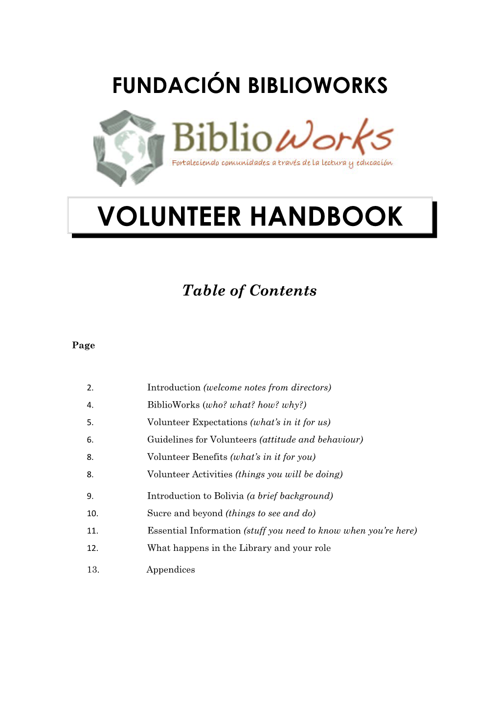 Volunteer Handbook