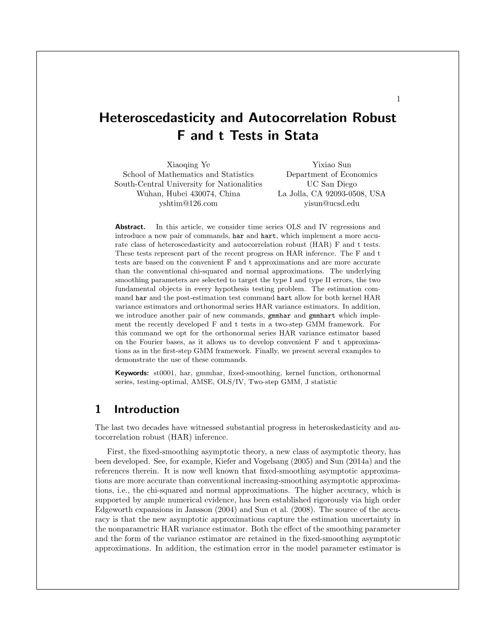 Heteroscedasticity and Autocorrelation Robust F and T Tests in Stata
