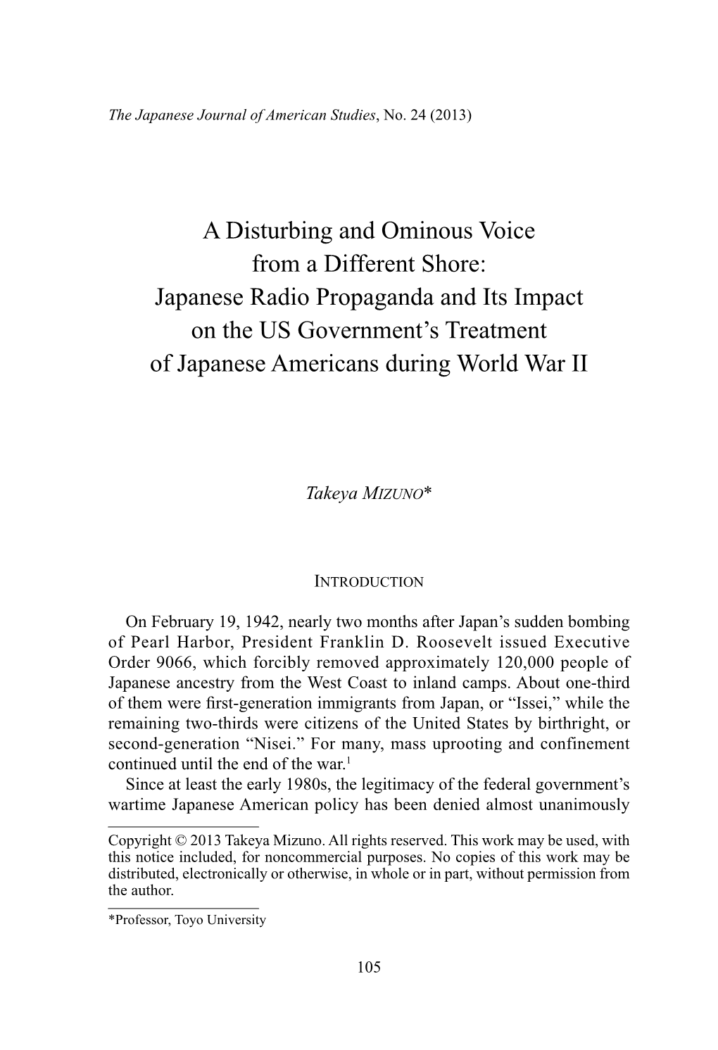 Japanese Radio Propaganda and Its Impact on the US Government's