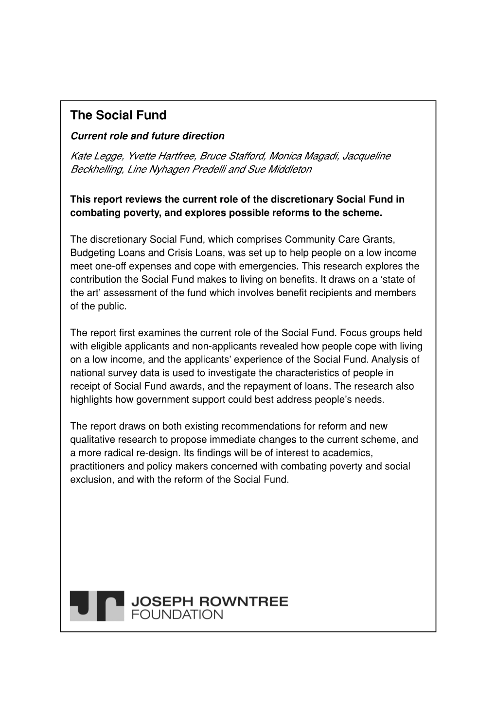 The Social Fund