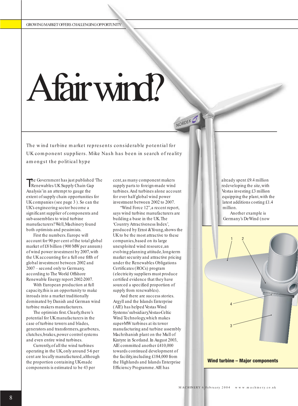 The Wind Turbine Market Represents Considerable Potential for UK Component Suppliers