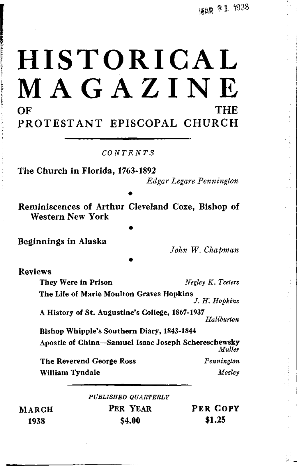 Historical Magazine of the Protestant Episcopal Church