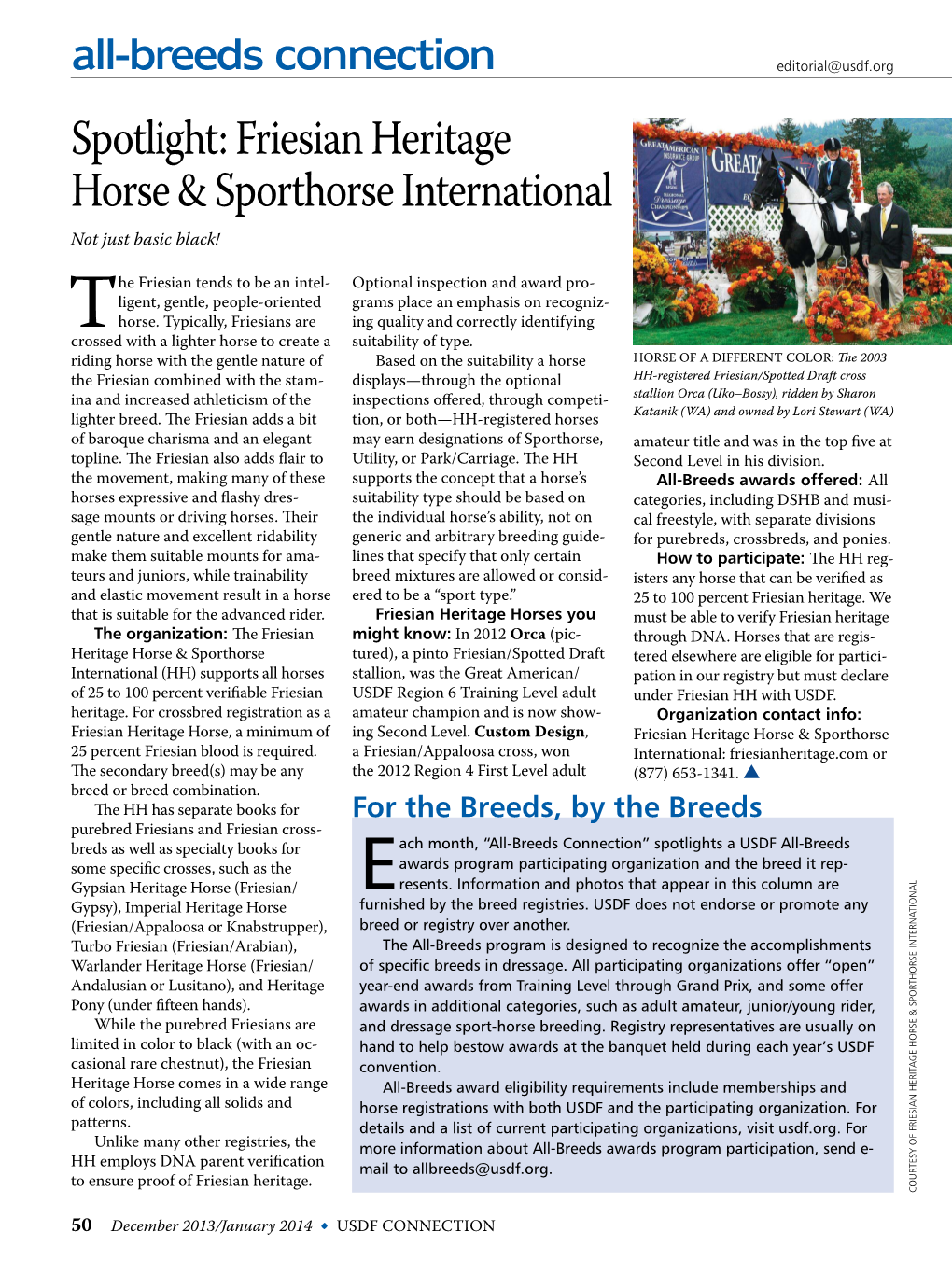 Spotlight: Friesian Heritage Horse & Sporthorse International