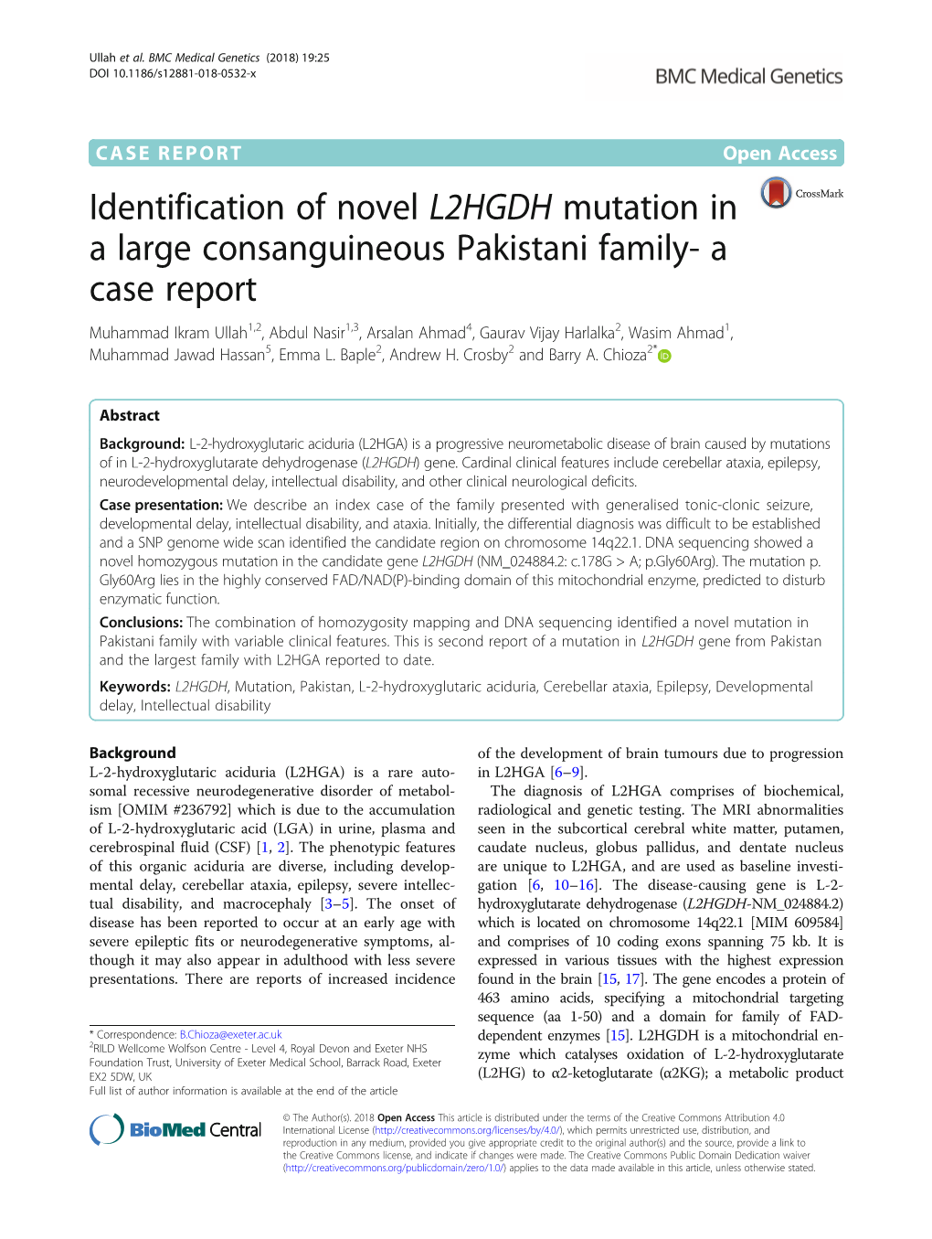 Identification of Novel L2HGDH Mutation in a Large Consanguineous