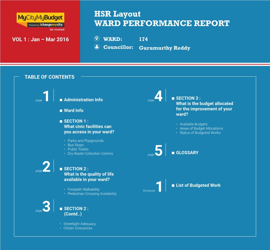 WARD PERFORMANCE REPORT HSR Layout