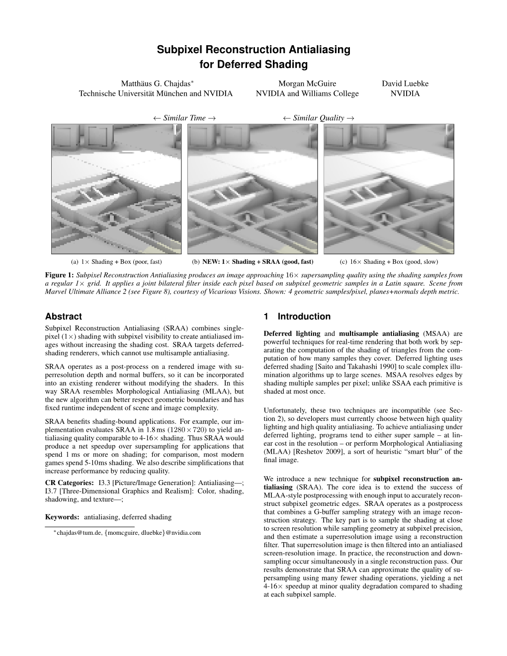 Subpixel Reconstruction Antialiasing for Deferred Shading