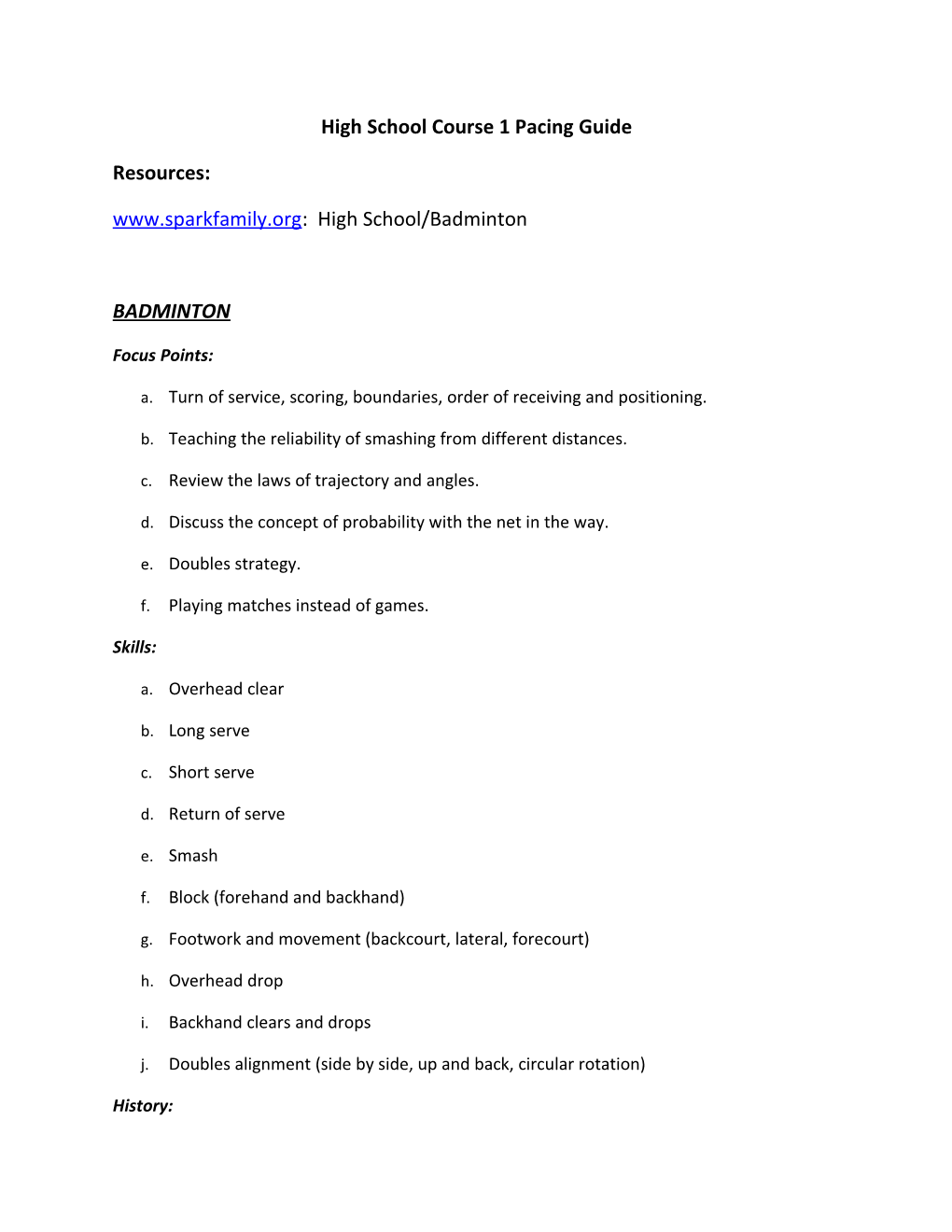 High School Course 1 Pacing Guide