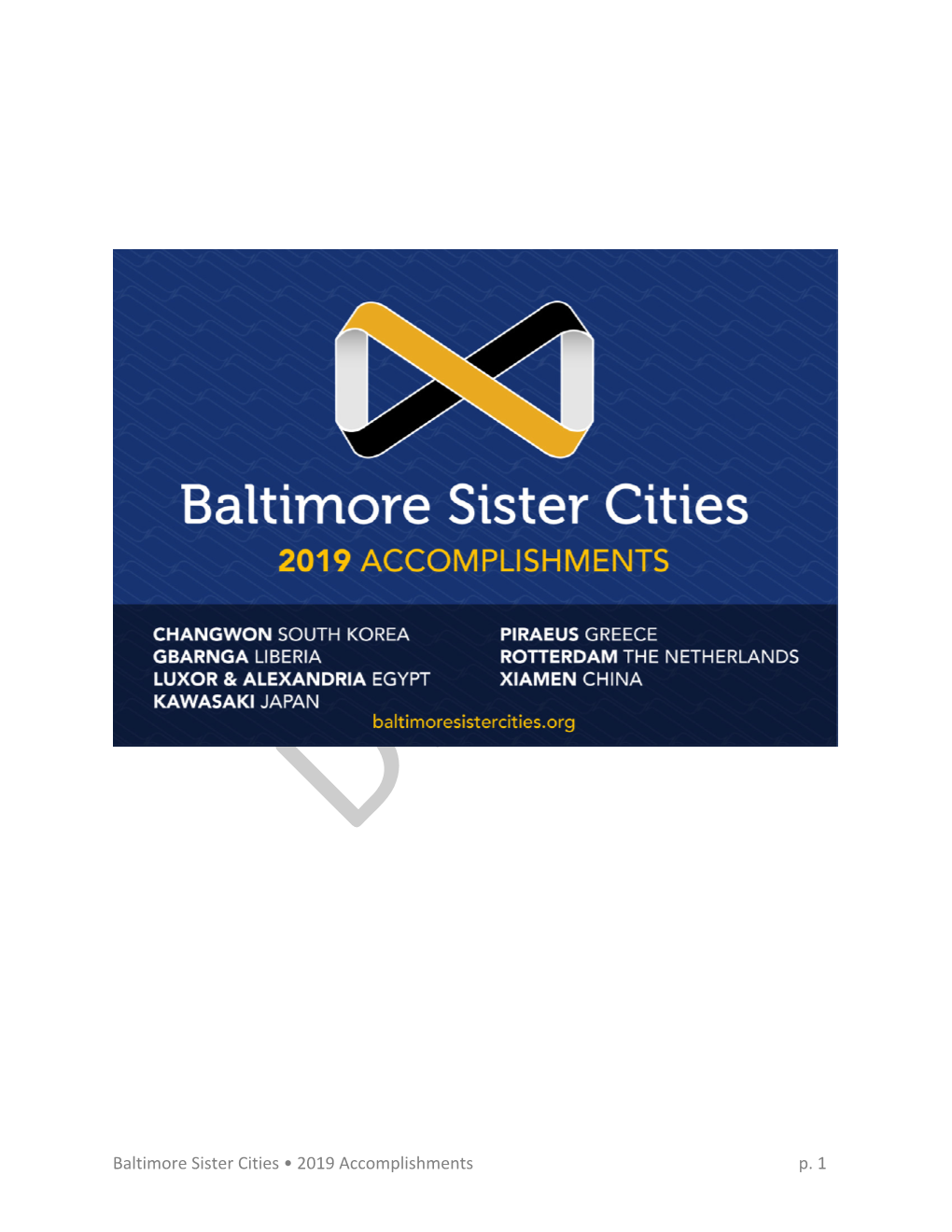 Baltimore Sister Cities • 2019 Accomplishments P. 1