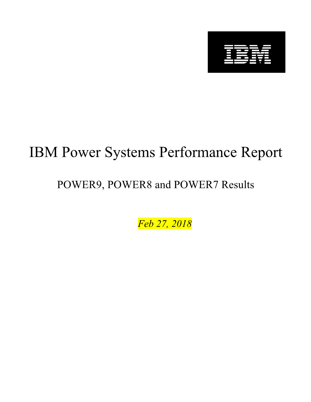 IBM Power Systems Performance Report
